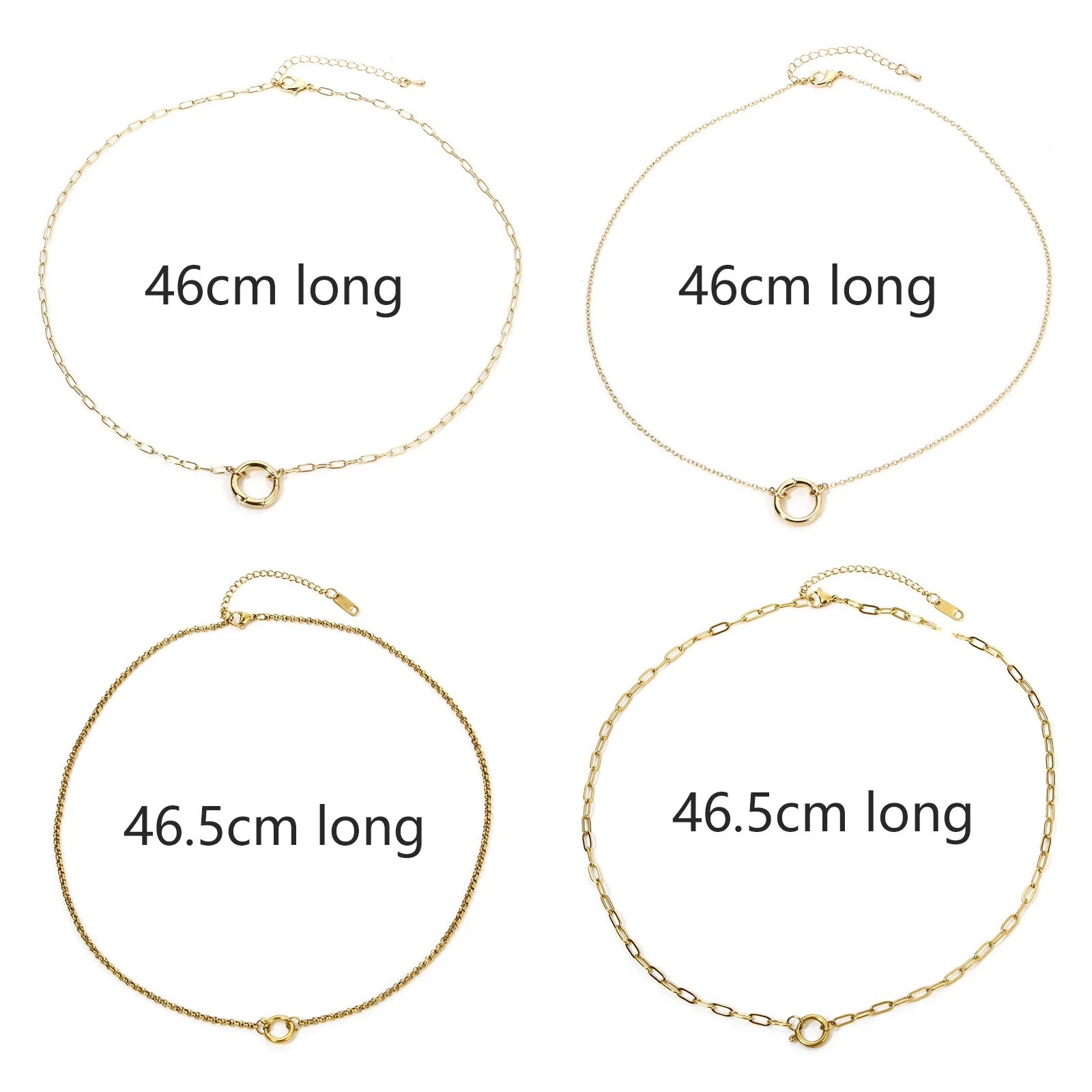 Fashion Brass Necklace For DIY Jewelry Making Gold Plated With Spring Ring Clasp Necklace Gift, 1PC