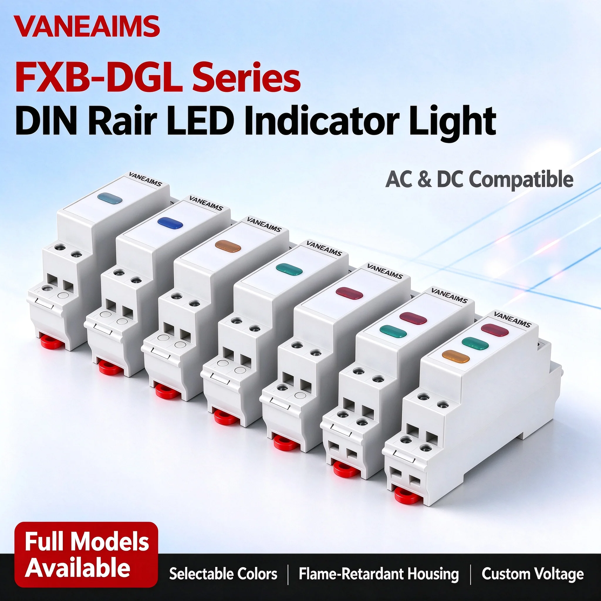Din Rail Mount LED Pilot Lamp AC DC 12V 24V 230V LED Indicator Light Single Dual Tri Color Signal Lamp Red Green Yellow Blue