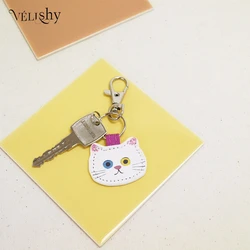 Cute Creative Leather Bear Cat Keychain Pendant Fashion Kawaii Kitten Bag Keyring Backpack Decoration Accessories Gifts