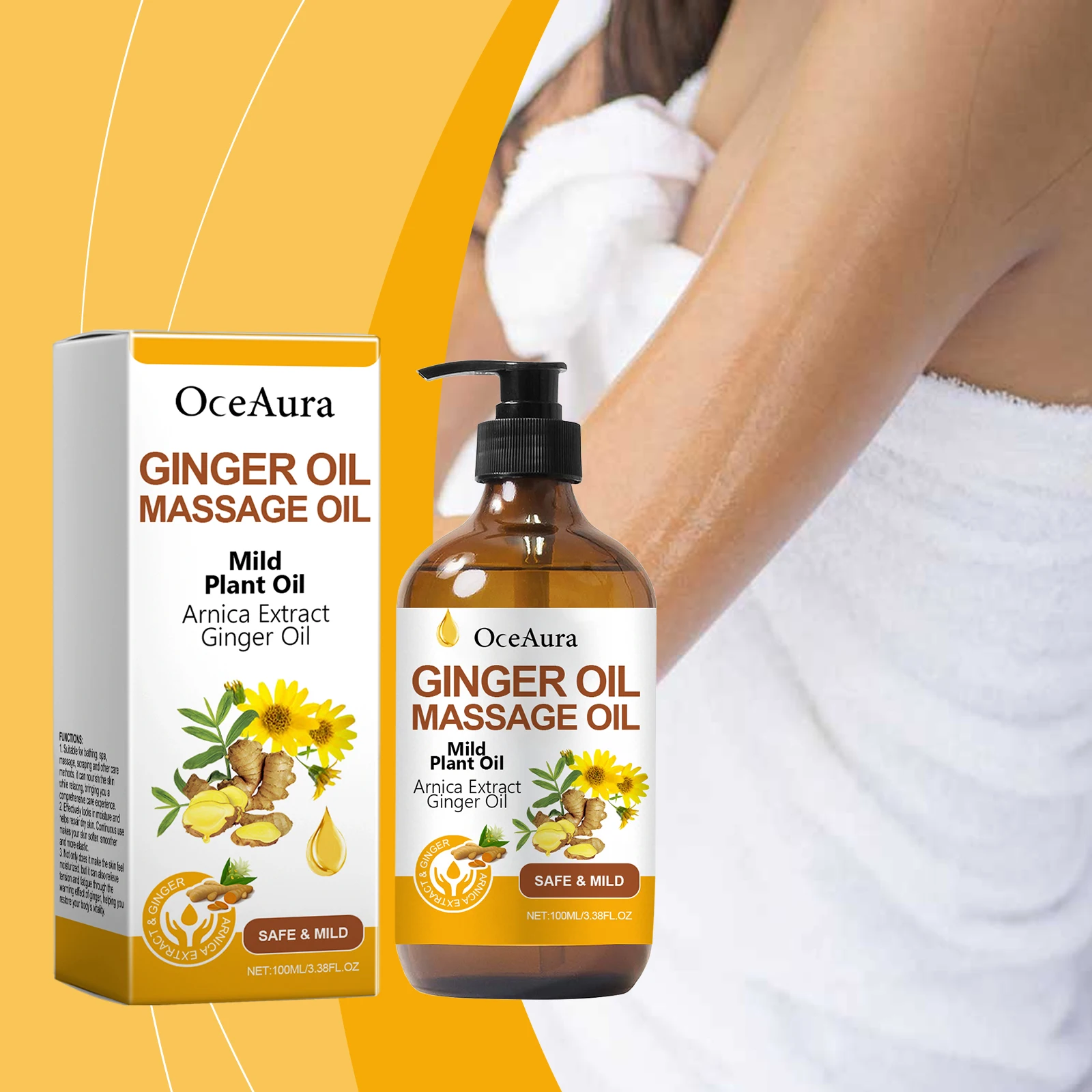 Ginger Essential Oil For Relaxing Body Massage Oil ﻿Relieve Muscle Fatigue Improve Rough Repair Damaged Skin Hydrating Essence