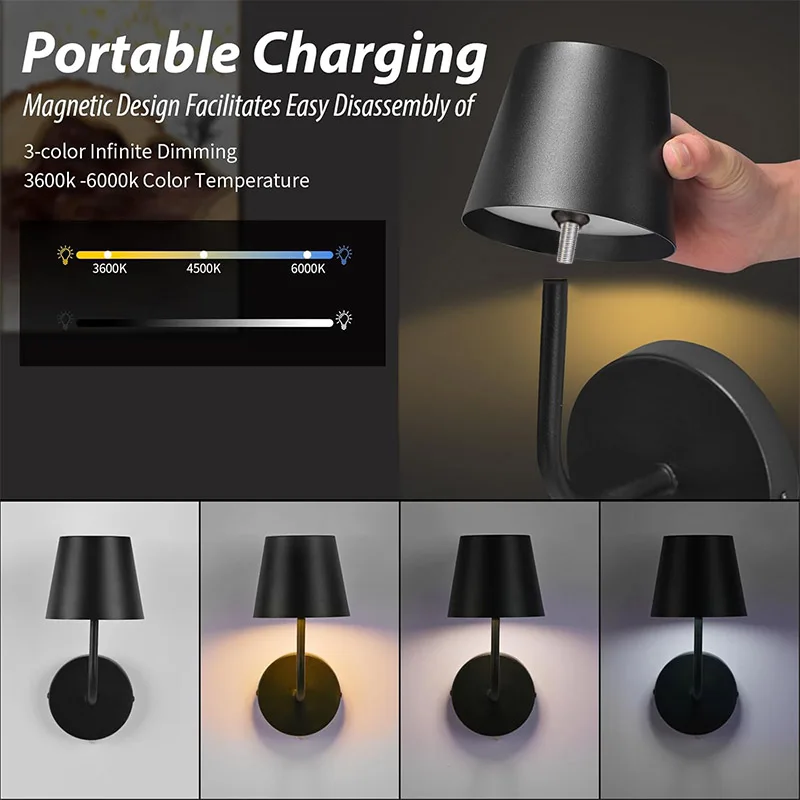 

Светодиодный перезаряжаемый настенный светильник со съемной проводкой, бесплатная установка для гостиной, спальни, прихожей, кабинета, лестничной клетки, светильник для туалета