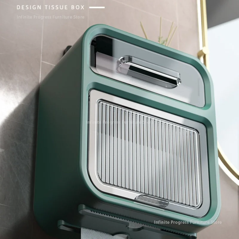 Waterproof Bathroom Tissue Box Roll Paper Box Hygiene Storage Rack Wall-mounted Type Living Room Simplicity MH40ZJH