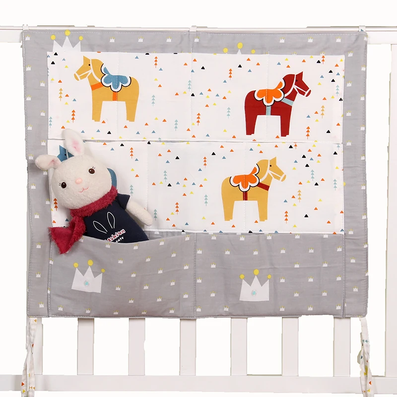 Cotton Muslin tree Baby Cotton Bed Hanging Storage Bag Cartoon Multifunctional Bedside Toy Diaper Pocket