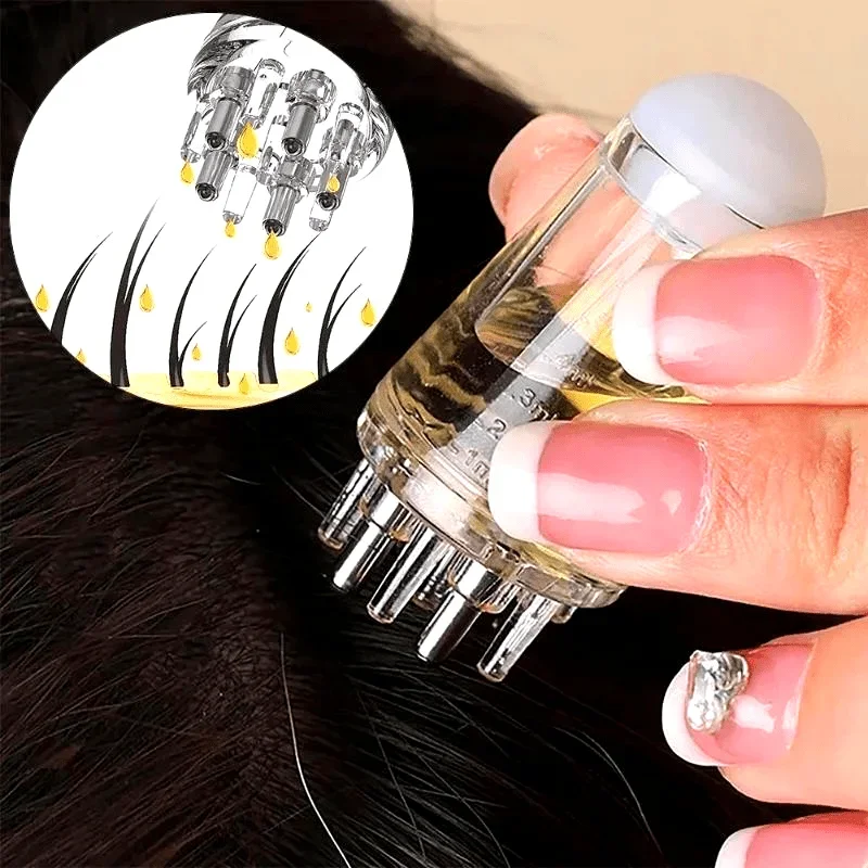 6ml Scalp Oil Applicator Comb, Portable Hair Essential Oil Dispensing Bottle with Roller Ball Massage Guide Comb Hair Care Tool