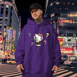 Graphic Cartoon Printed Male Sweatshirts Kawaii Hello Kitty Classic Pattern Anime Long Sleeve Men Hoodies Autumn Winter Tops