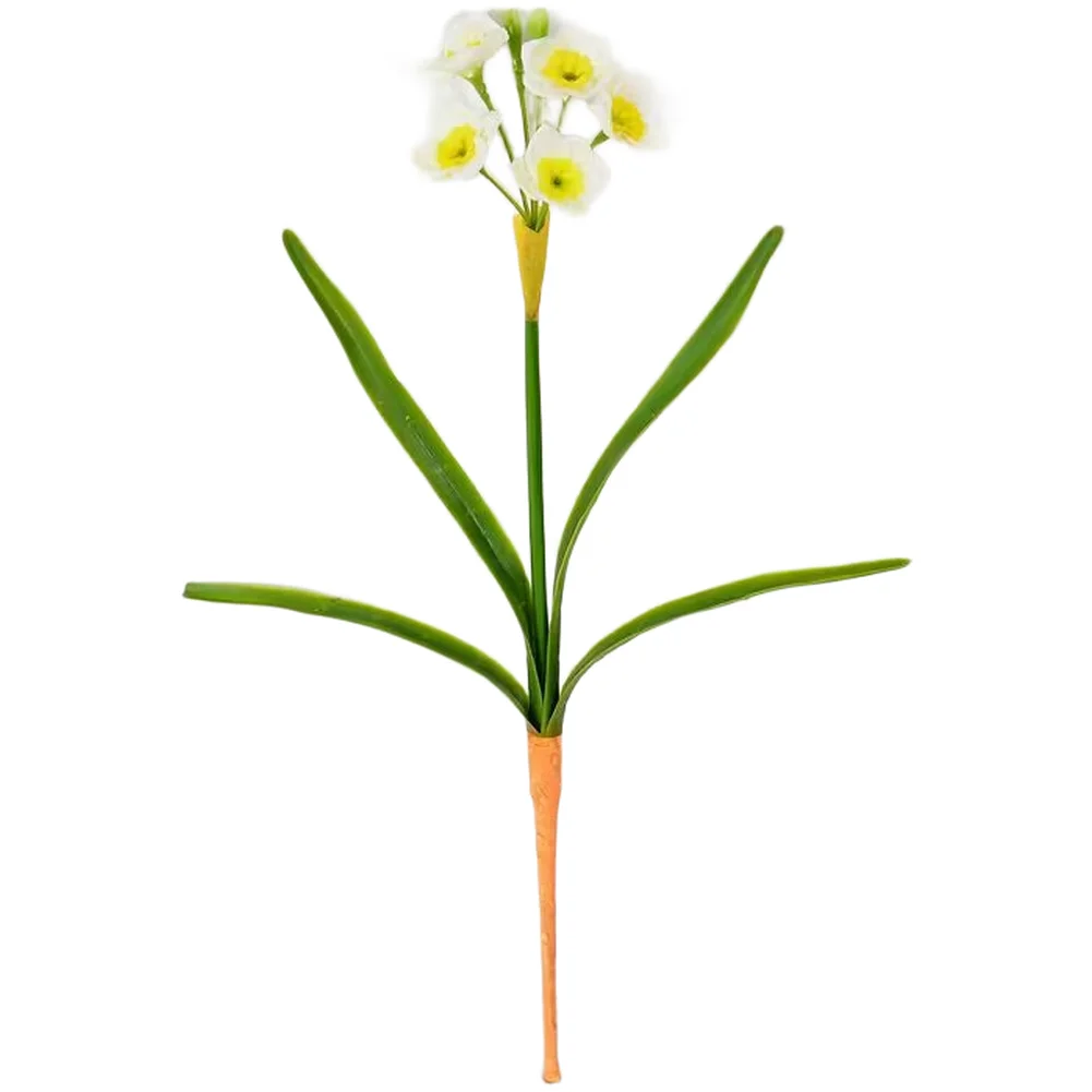 Artificial Narcissus Flower with Naturalistic Proportions and Soft PVC Petals for Living Room Bookshelf or Side Table