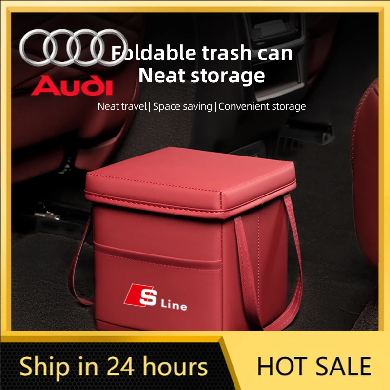 

Горячая новинка 2026: Складной кожаный мусорный бак-органайзер для автомобиля, аксессуар для интерьера Audi Sline A6 A7 A1 A2 Q3 A5 B8 A3 A4