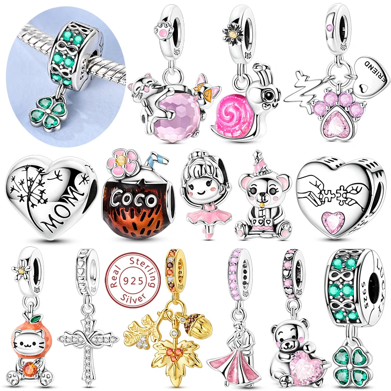 

Оригинальные подвески из стерлингового серебра 925, бусины, кулон, кошка, собака, балерина, девушка, кокосовые подвески, подходят для браслета, ожерелья, ювелирные изделия, подарок