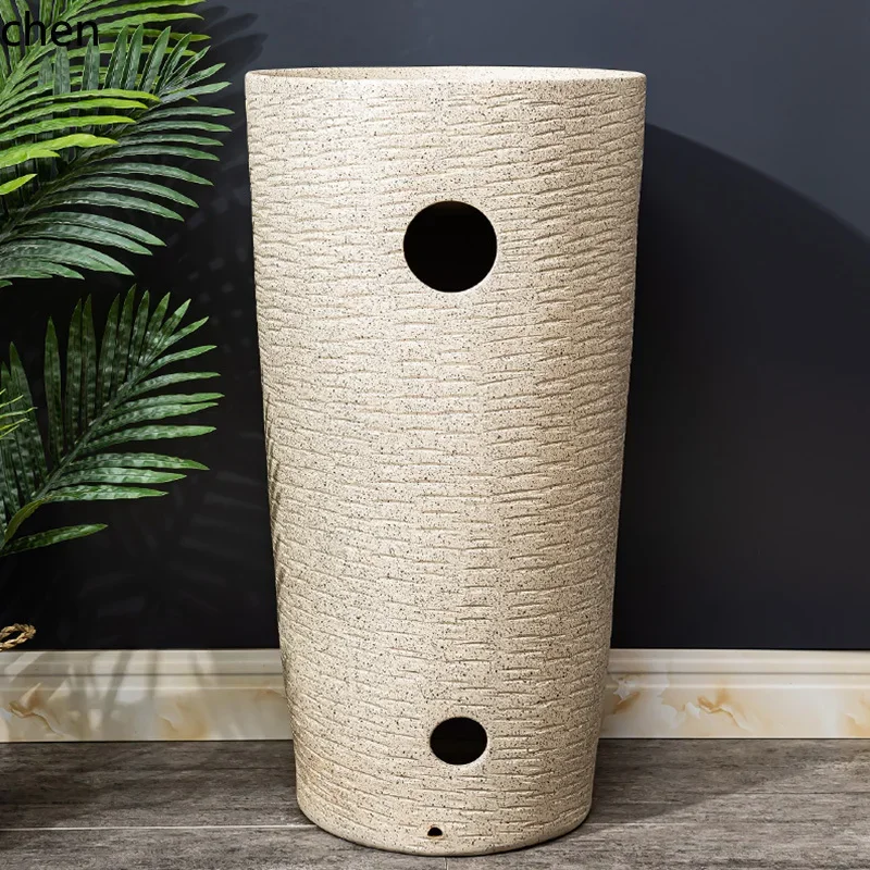 column wash basin courtyard integrated pool floor-to-ceiling washbasin balcony bathroom ceramic washbasin