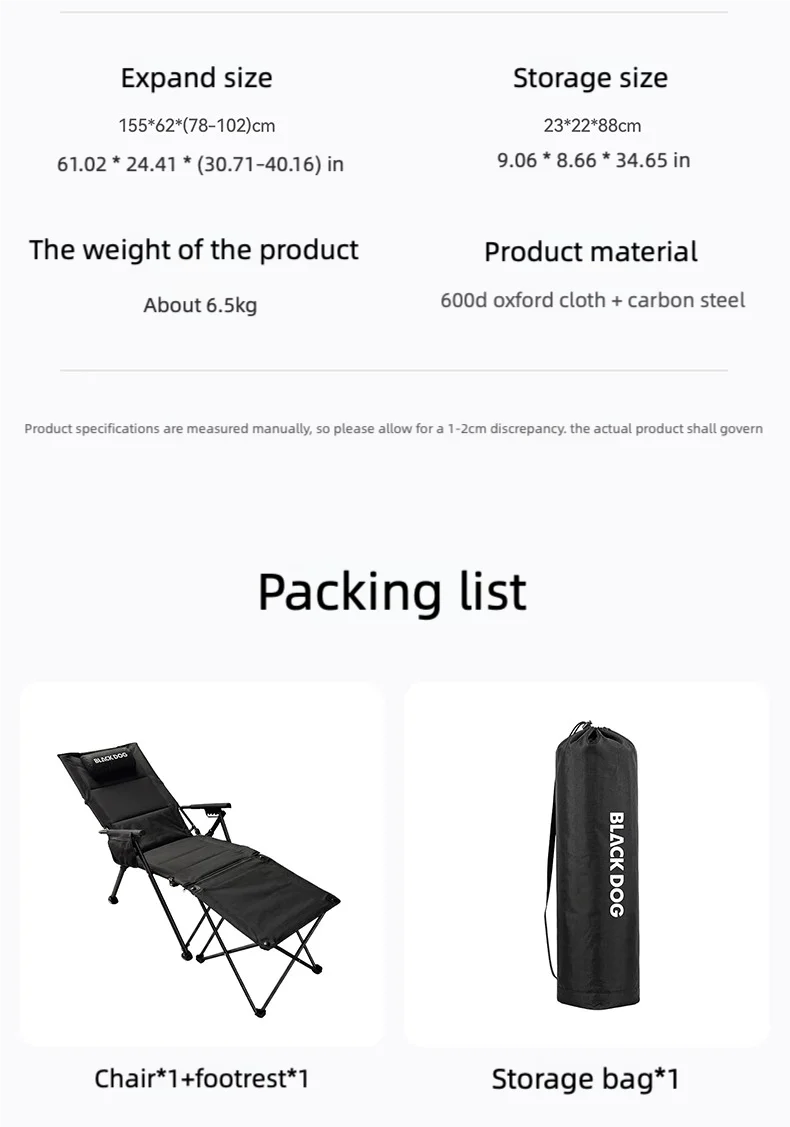 BLACKDOG Modularer Camping-Liegestuhl 5-fach Verstellbarer Klappbarer Relaxsessel Abnehmbarer Fußstütze Outdoor Strand Büro Nickerchen-Stuhl – Detail 9