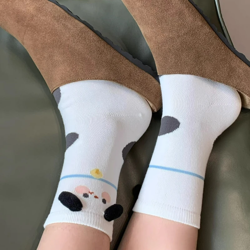 3D Lovely Ear Animal Mid Tube Women's Socks Autumn and Winter Socks Japanese College Style Cute Girl Cotton Comfortable Socks