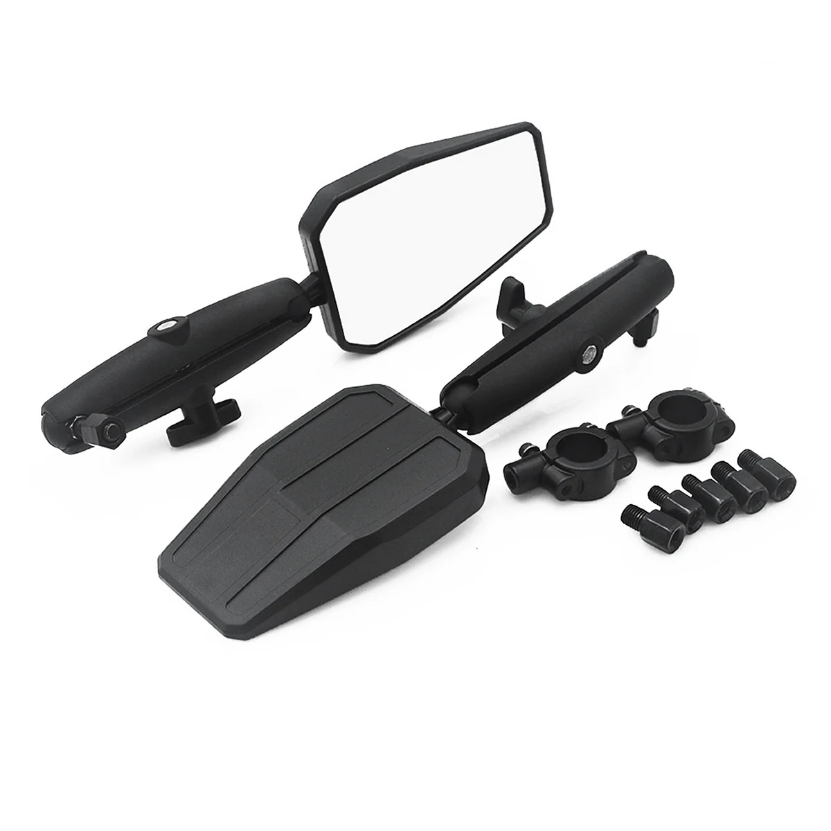 Universal Angle Adjustable Motorcycle Mirror with 7/8Inch Handlebar Mount and 8/10mm Screws for Bike Scooter Moped