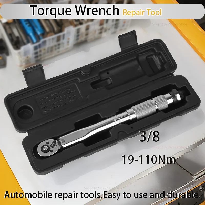 

3/8 -Inch Drive Click Torque Wrench 19-110N.m Square Drive Ratchet Wrench Repair Spanner Key Hand Tools With Box