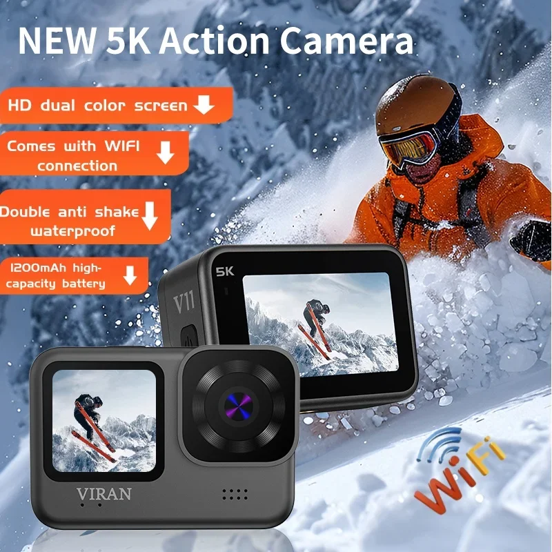 5 K Action Wi Fi 4 K 60 FPS Dual IPS 2.2 Touch LCD DVR 170° Wide Angle Waterproof 5 X Zoom Sport -shake With Remote