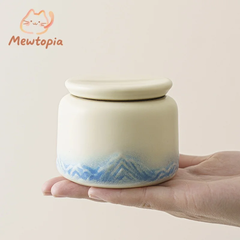 

China Faraway Mountain Ceramic Small Animal Urn Cremation Pet Ashes Accommodation Jar For Dog Cat Hamster Bird Urn