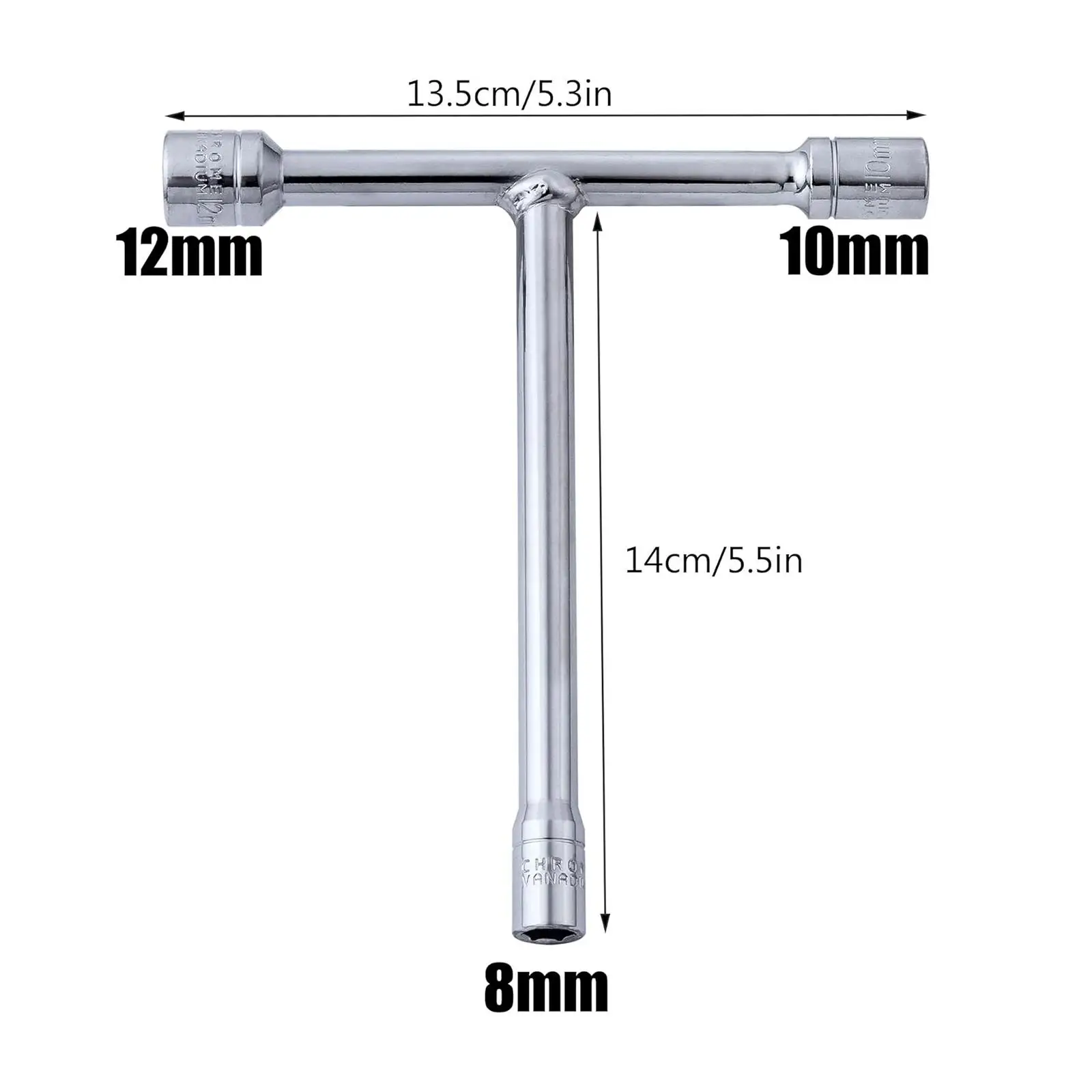 3 Way Socket Wrench Repair Hardware Removable 8mm 10mm 12mm Sockets T Handle Wrench for Maintance Car Motorcycle Automobile