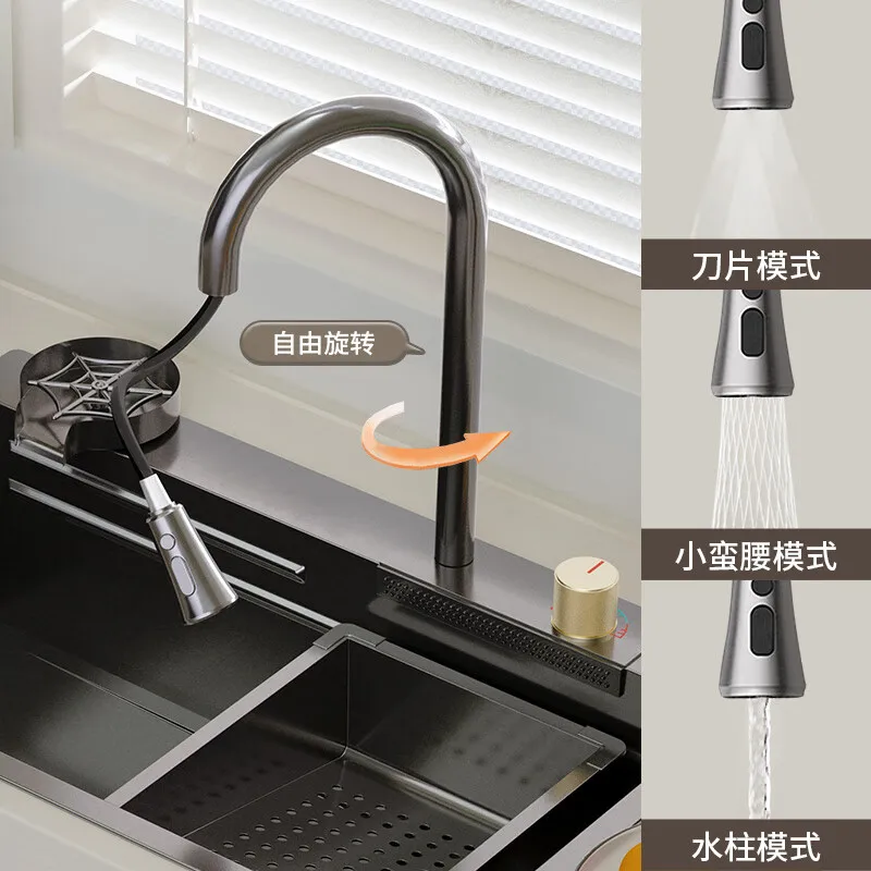 Feiyu Waterfall Sink Large Single Slot Handmade Thickened Nano 304 Stainless Steel Kitchen Household