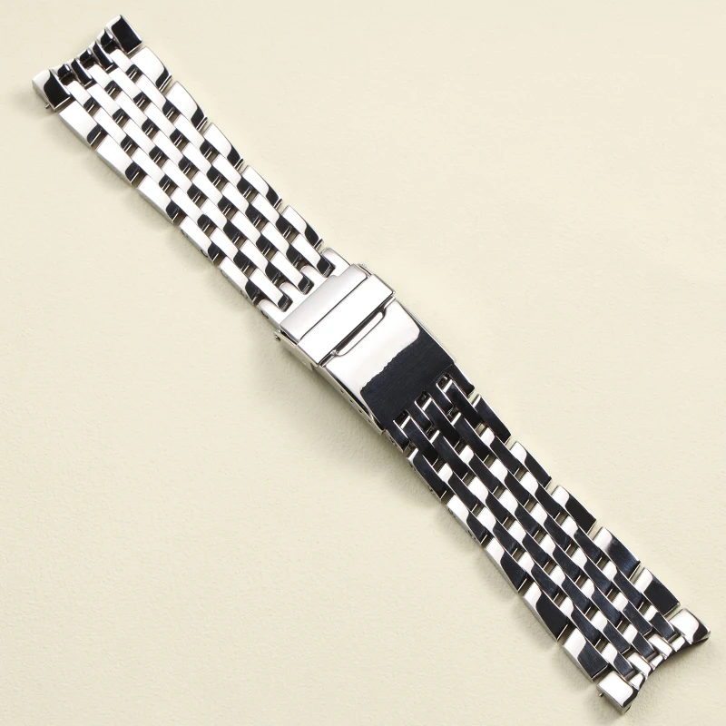 

high quality 22 24mm polished silver solid stainless steel watchband for Breitling Navitimer metal watch strap wrist bracelet