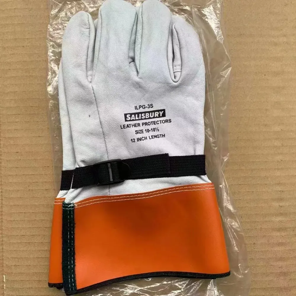 

14-Inch Goatskin Electrical Gloves - Welding Heat-Insulated Anti-Scald & Wear-Resistant Thickened Work Gloves BBQ for Welders