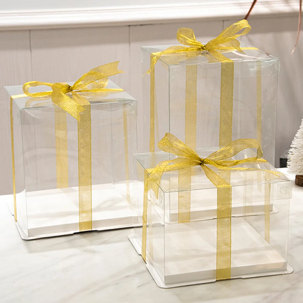 4 Pcs Cake Container Clear Boxes for Favors Plastic Packing Carriers Cupcake Holders