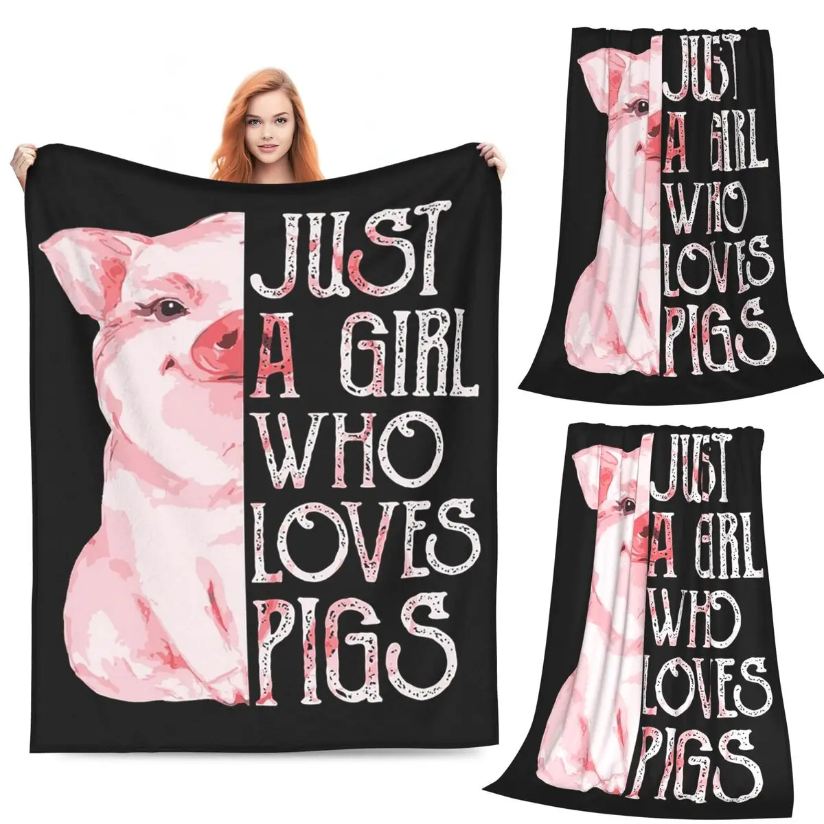 

Just A Girl Who Loves Pigs Blankets Fleece Sofa Throw Blanket Multi-function for Couch Bedding Office Throws Bedspread Quilt