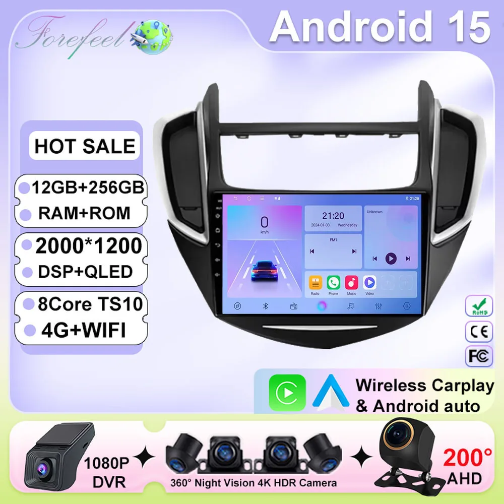 

Android Auto For Chevrolet Tracker 3 TRAX 2013 - 2015 Car Radio 4G Carplay DSP RDS Multimedia Player GPS Navigation No 2din DVD