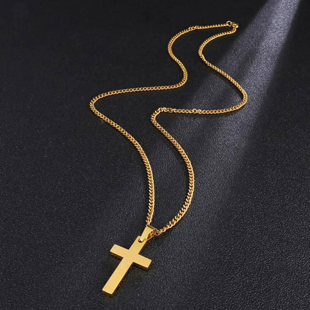 Men Clavicle Chain Simple Cross Pendant Necklaces Alloy Necklace Chain Jewelry Chain Choker Christmas Day Gift Women Necklace