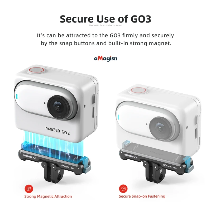 Для спортивной камеры Insta360 GO3, сильный магнитный быстроразъемный адаптер для крепления, складная безопасная защелкивающаяся основа, аксессуар Go 3, аксессуар