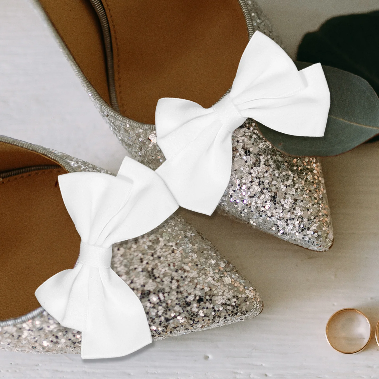 

2pcs White Bow Shoe Buckles Wedding Shoes Decor Durable Replacement Buckle Clips For Bridal Shoes Cloth Bow Buckle Clamp