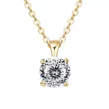 Classic Yellow Gold Cubic Zirconia Pendant 18K Silver Plated - Gold 100 Cut
