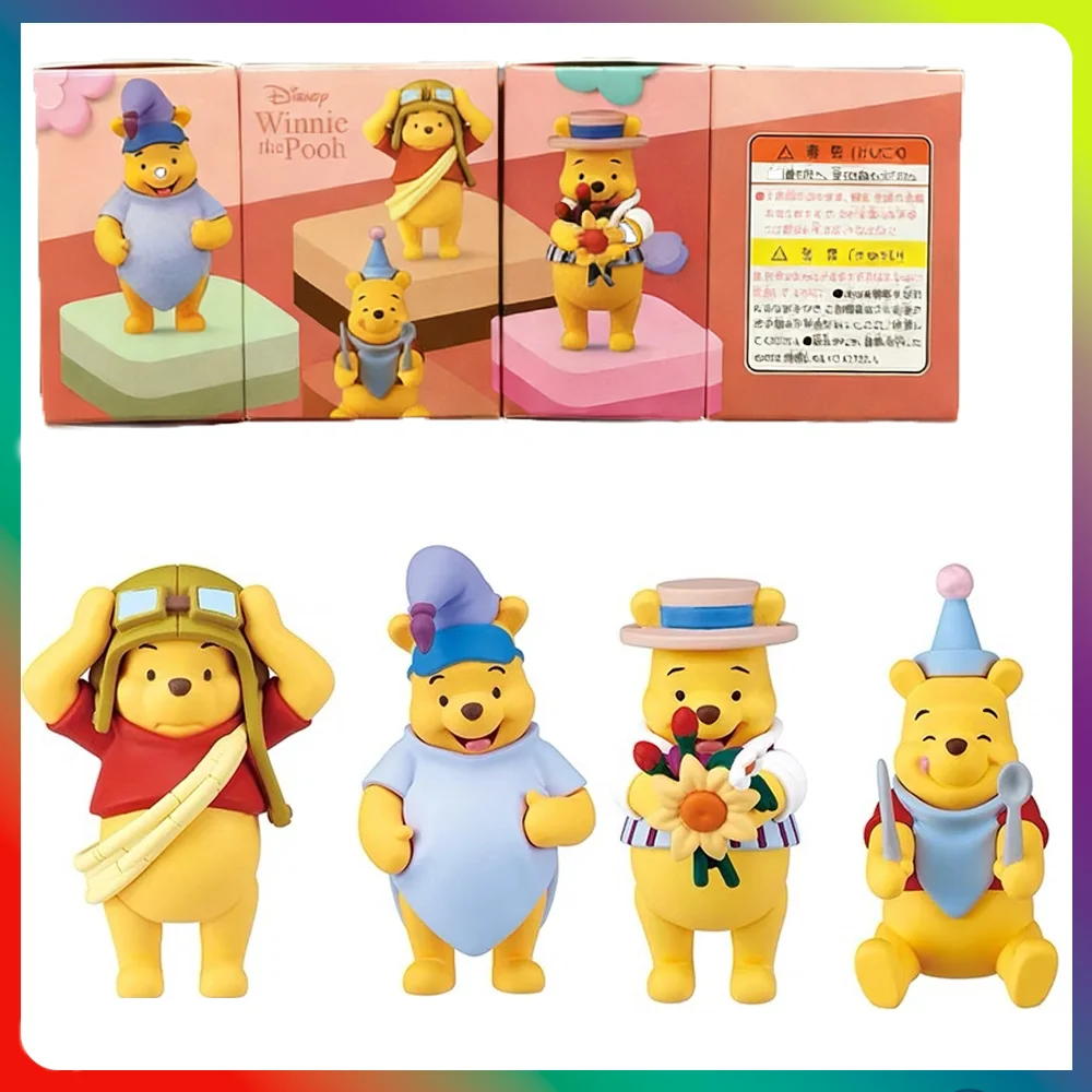4 pièces/ensemble Figurine d'action Winnie l'ourson de dessin animé d'anime, modèle artisanal, jouet, figurine d'action d'ours Pooh, ornement, poupée, cadeau, décoration de gâteau