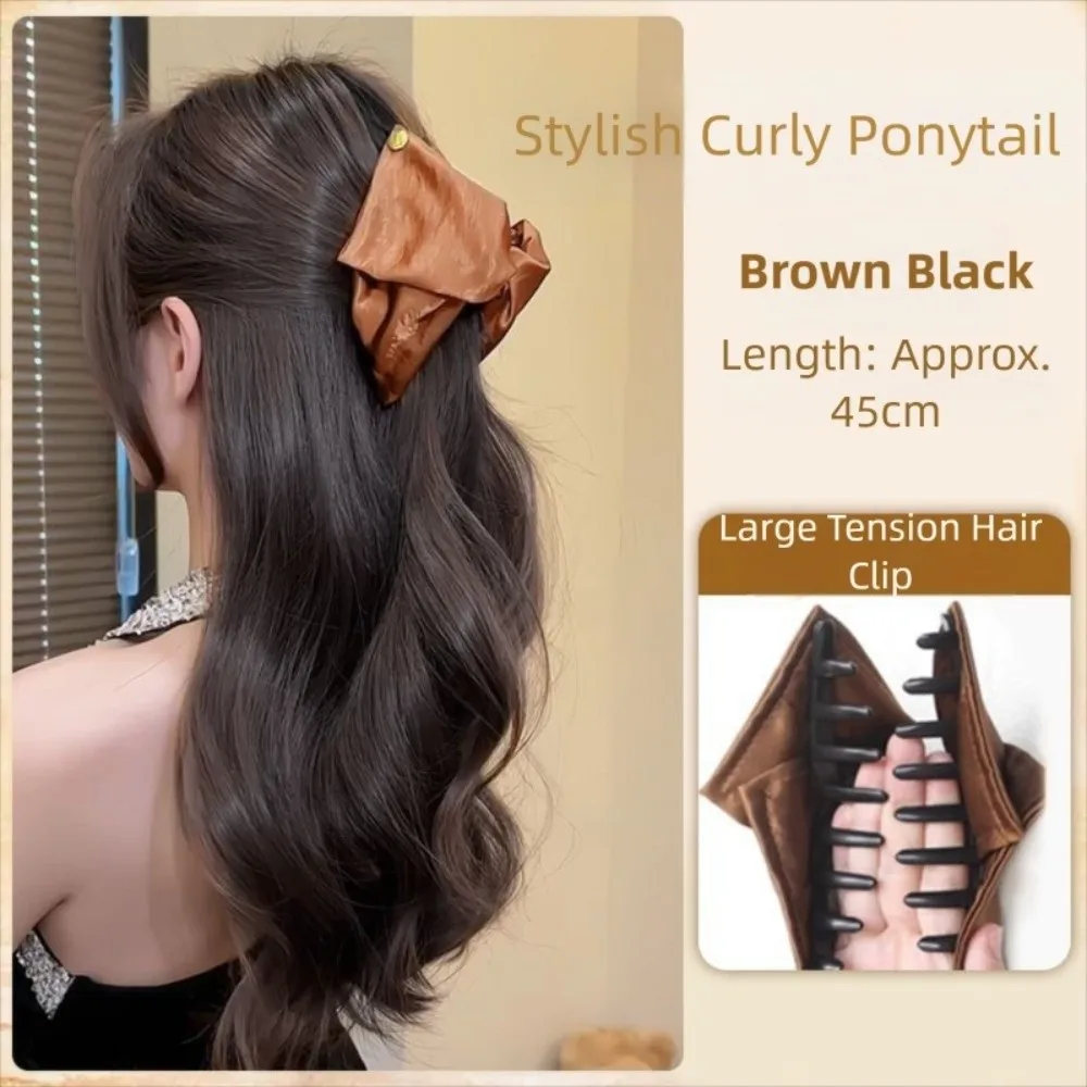 

New Synthetic Wig Ponytail Triangle Hair Claw Fluffy Long Curly Wig Claw Clip Satin Ribbon Ponytail Hair Extensions Women