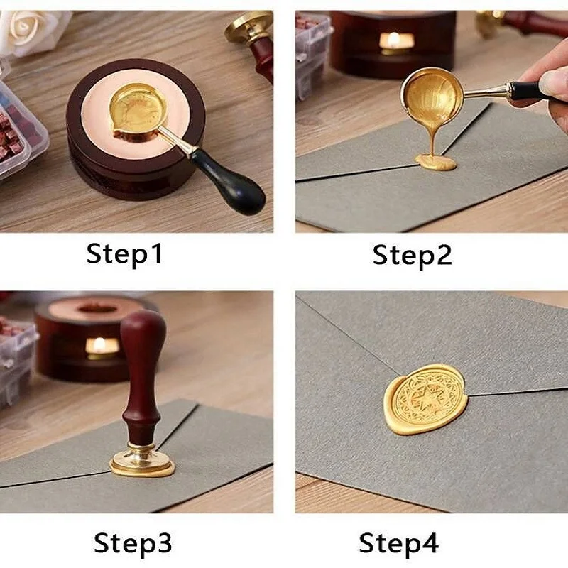 200 Pcs Wax Print Beads Wax Seal for Stamps Wax Lacquer for Seals Retro Sealing Gold Wedding Birthday Lacre for Card Making