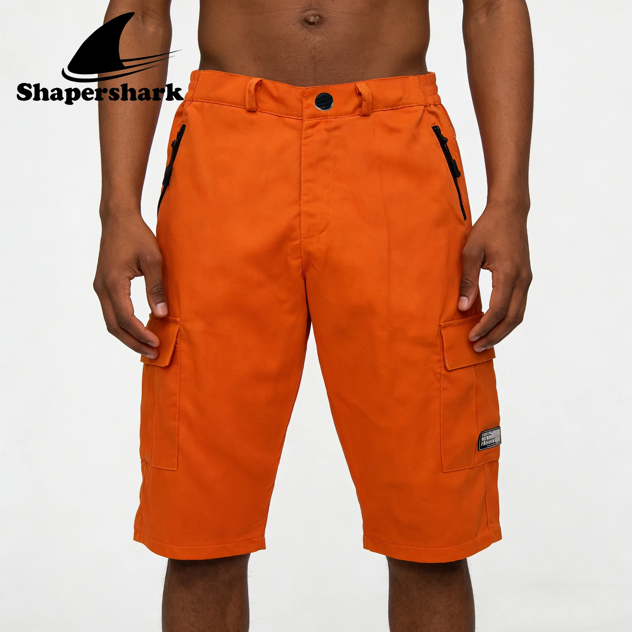 

Мужские рабочие шорты нового стиля с большими карманами на молнии, тактические шорты для активного отдыха, однотонные, со средней посадкой
