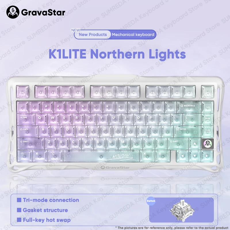 

Grava Star K1 Lite Wireless Mechanical Keyboard 75% Layout 4000mAh Hot Swap RGB BT 2.4G Wired FPS E-sports Gaming Keyboard Gifts