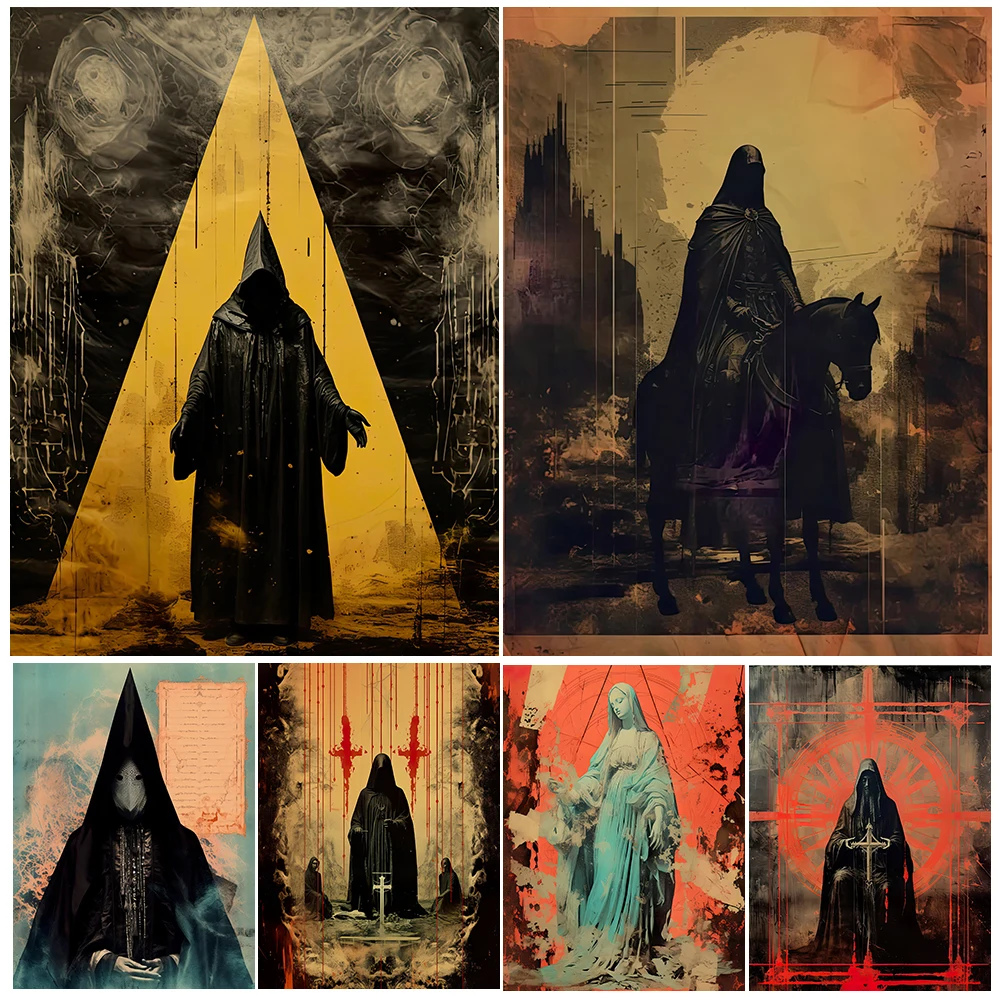 

Eerie Gothic Aesthetic,Wall Art Canvas Pianting,Mysteriou Pagan Wizard Wicca Art,Poster And Print For Living Room Decor Unframed