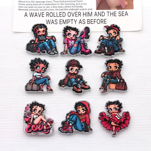 10pcs Retro cartoon trend Betty doll acrylic pendant bag hanger decoration piece hairpin ballpoint pen accessory