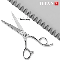 TITAN professional Laser wire hair scissors haircut scissor cut barber cutting shears hairdresser scissors Jp 440C steel 6inch