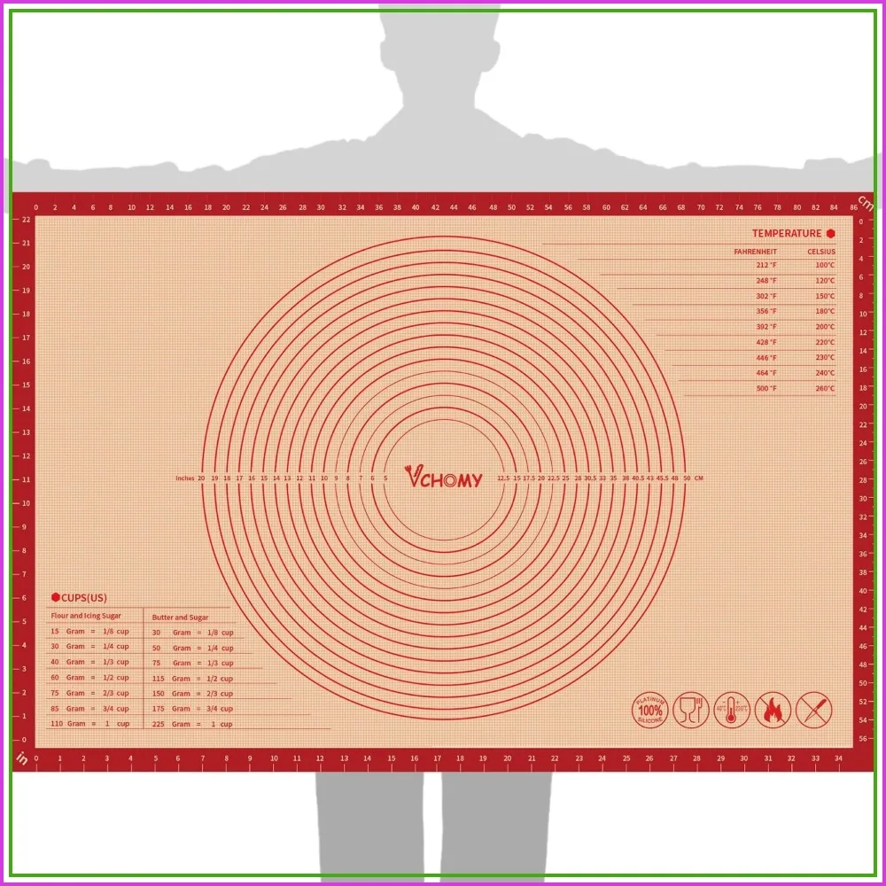 

Extra Large Silicone Pastry Mat for Counter Rolling Dough, 36x24 Inch, 0.75mm Thick, Non-Slip Baking Mat with Measurement