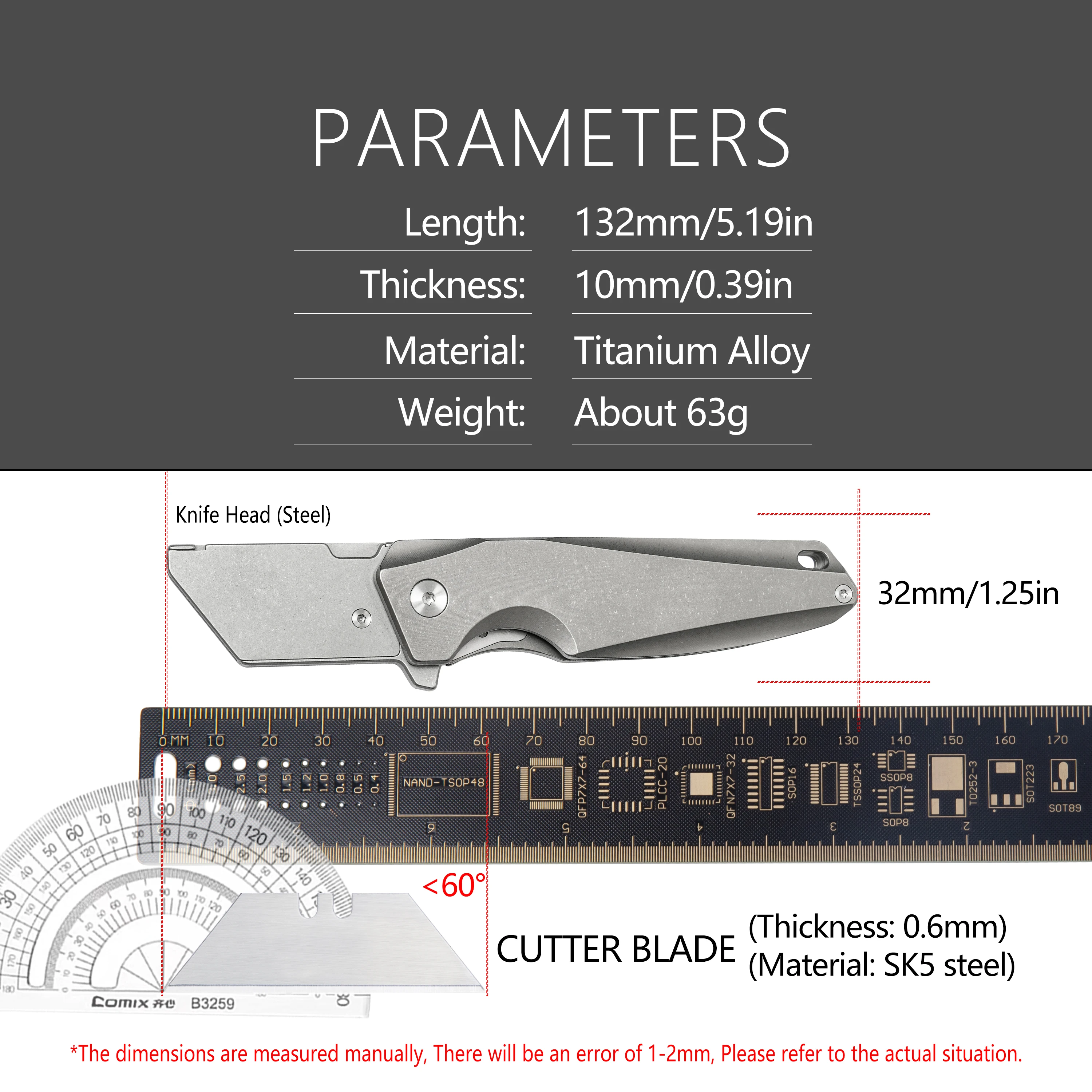 Titanium Alloy Folding Knife Utility Knife EDC Pocket Cutter knife Outdoor Portable Box Cutter