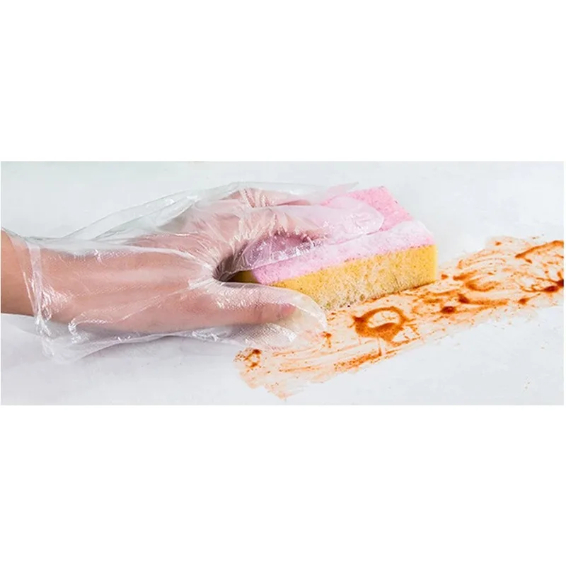 100-500 Pieces Disposable Transparent Plastic Gloves, Free of Latex, for Kitchen Cleaning and Barbecuing,