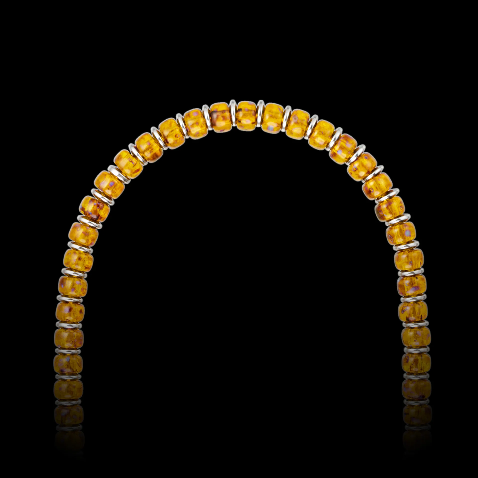 Luxury Liquid Sunshine Necklace - 6mm Yellow Czech Glass Beads Fashion Necklace for Men Women, Premium Jewelry