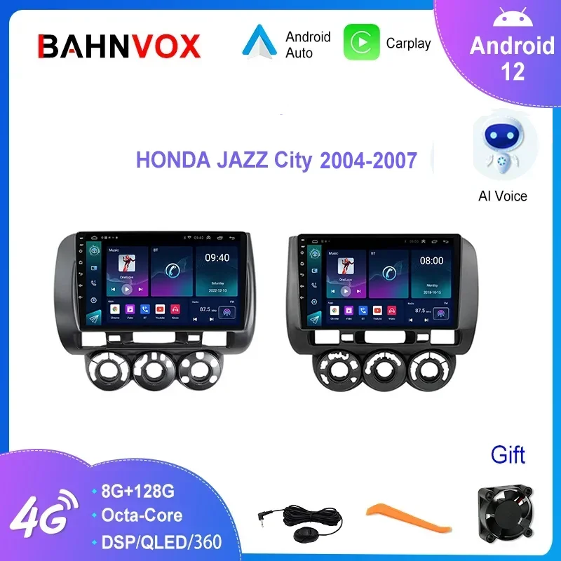 

9" Android 12.0 Car Radio For Honda Fit Jazz City 2004-2007 GPS Navigation Multimedia Video Player Stereo Carplay Head Unit 2Din