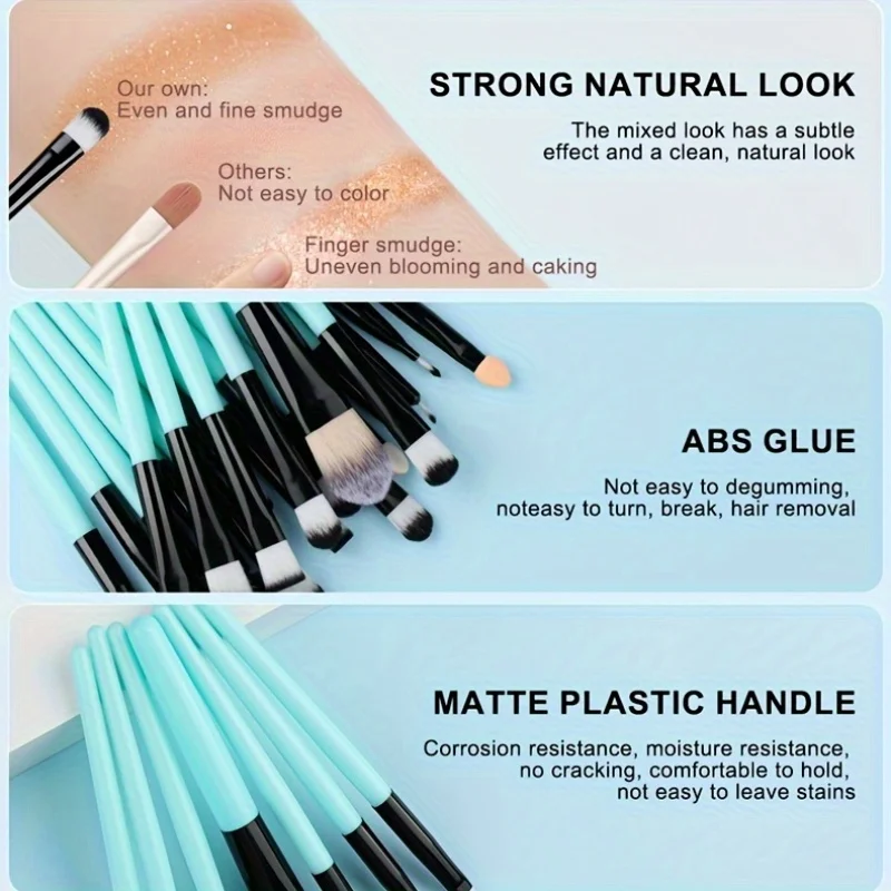 ชุดแปรงแต่งหน้า 20 ชิ้น แปรงอายแชโดว์ แปรงอายไลเนอร์ แปรงรองพื้น แปรงคอนซีลเลอร์ แปรงปัดแป้ง แปรงปัดแก้ม พร้อมฟองน้ำแต่งหน้า