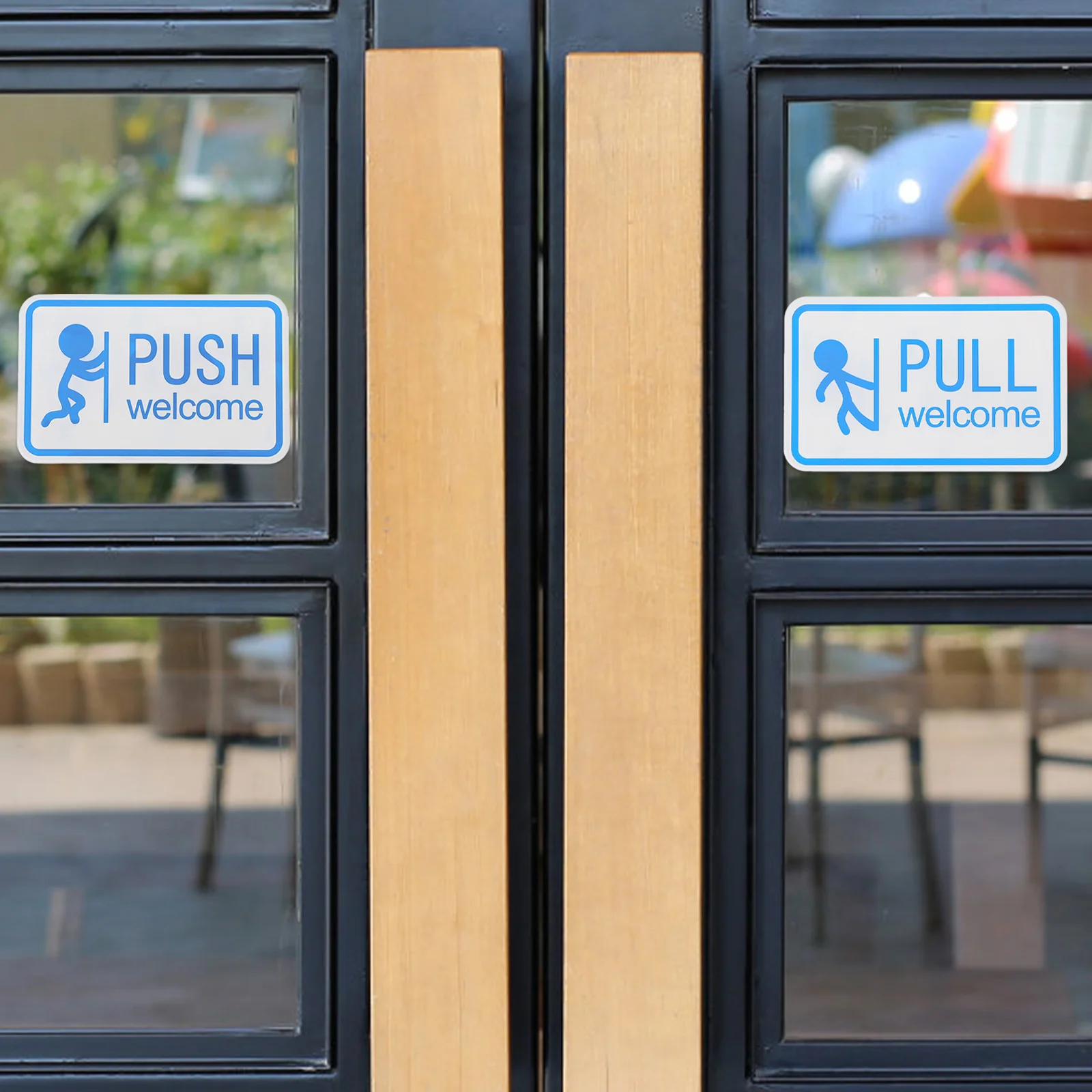 2 Stuks Zelfklevende Push Pull Teken Acryl Voor Glazen Deuren Zelfklevende Schuifdeur Indicator Deur Teken Set Voor winkelpui Kantoor