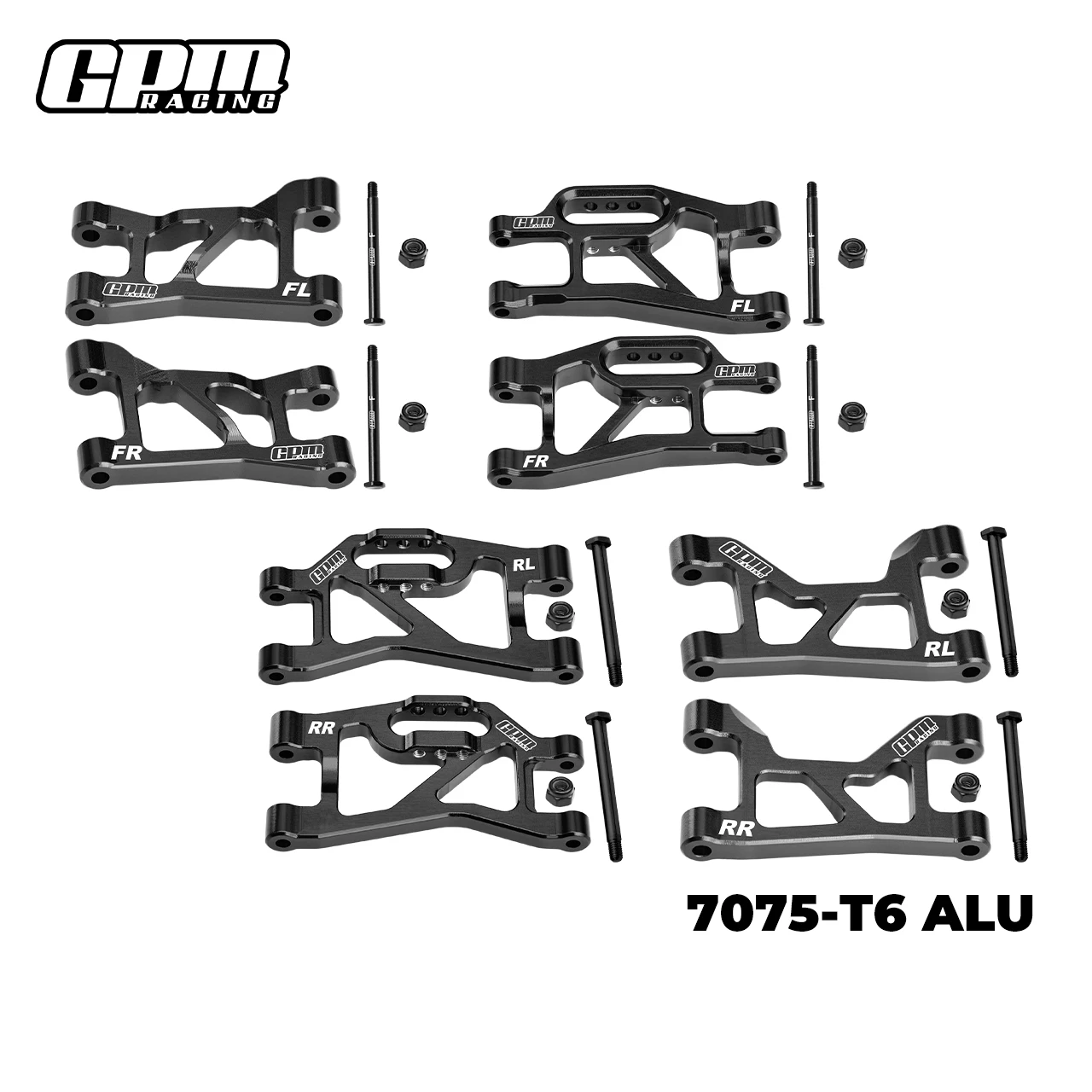 GPM 7075-T6 أذرع تعليق أمامية + خلفية (علوية وسفلية) لـ TRAXXAS MINI SLASH 4X4-108164-1