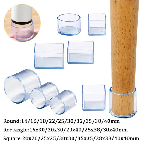 8-16pcs Furniture Leg Foot Protector Transparents Table And Chair Foot Cover Silicone Wear-resistant Cap Protect Floor