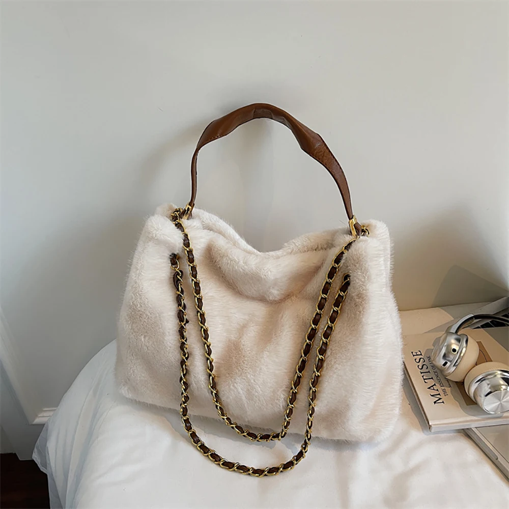 سلسلة الموضة حقيبة قطيفة المرأة الخريف الشتاء بلون لينة كل مباراة حقائب كتف واحدة التنقل اليومي التسوق مشبك حقائب اليد #2