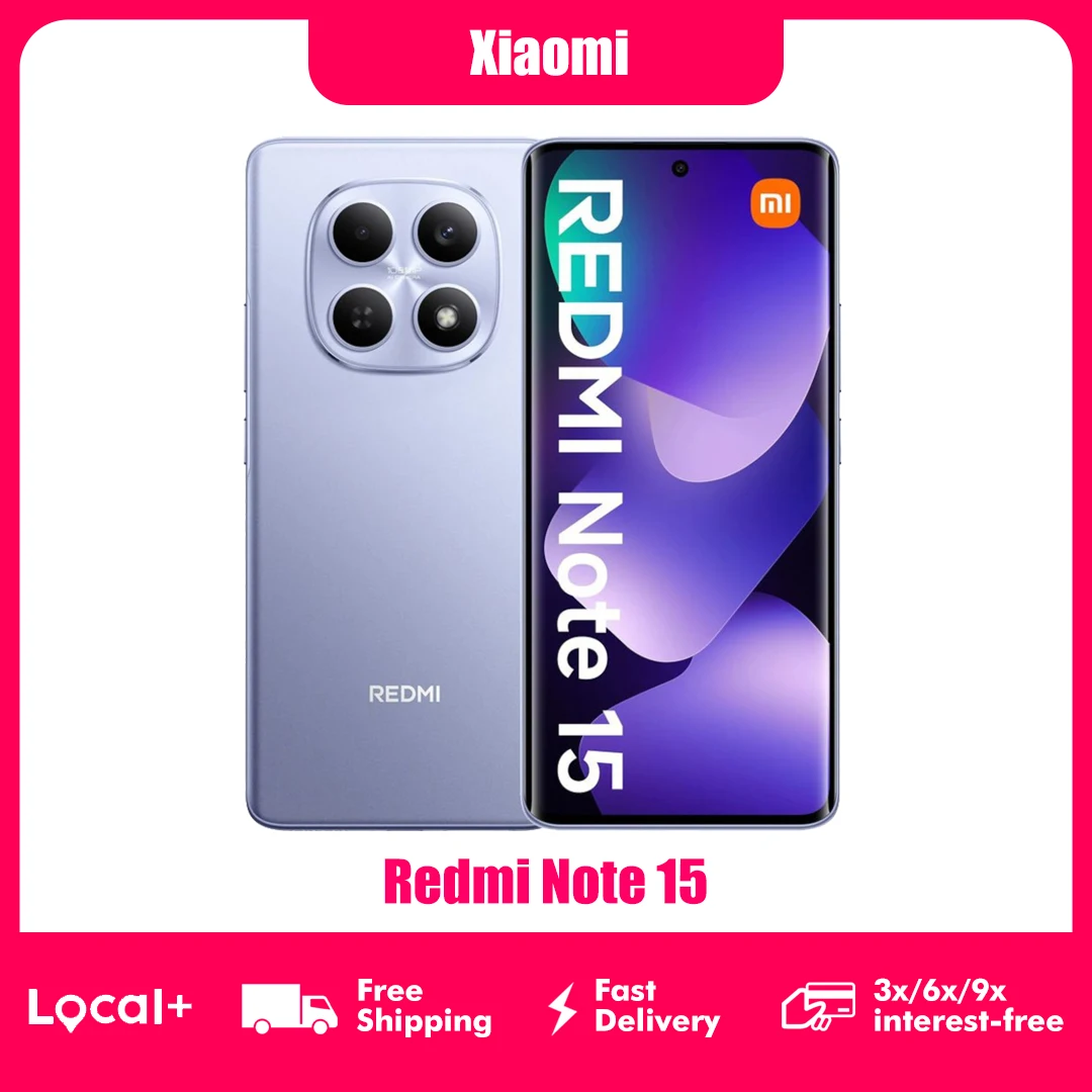 Xiaomi Redmi Note 15 6GB 128GB 8GB 256GB Écran AMOLED 6,77 pouces Appareil photo 108MP Batterie 6000mAh