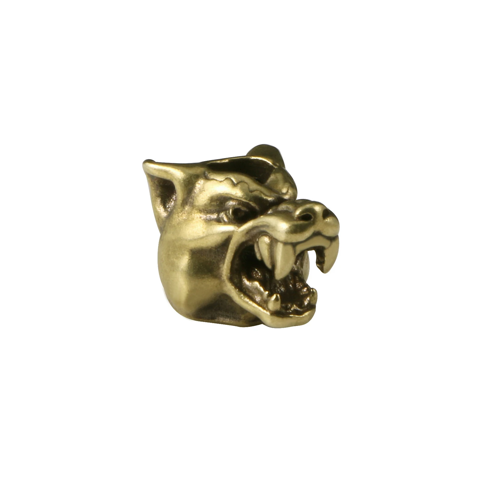 

2 pcs vintage 3D Casting brass made wild wolf head Paracord 550 5.5mm Hole Beads EDC Knife Keychain accessory decor